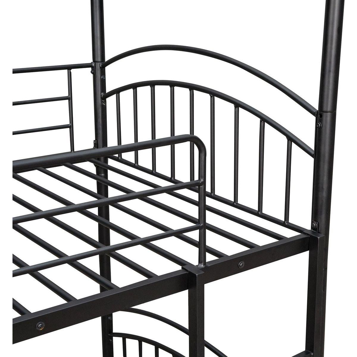 Twin Over Twin Metal Bunk Bed With Slide,Kids House Bed Black