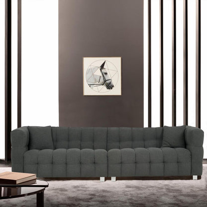 inch gray teddy velvet sofa with two throw pillows in living room Bedroom apartment sofa supported by hardware feet