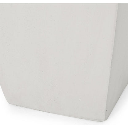 13" Outdoor Modern MGO Small Cast Stone Planter, White