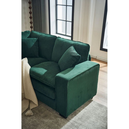 Modern U Shaped 6-seat Sectional Sofa Couch with one Ottoman and three toss pillows, Modular Sofa for Living Room,Corduroy sofa