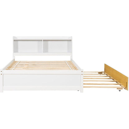 Full Bed with Trundle,Bookcase,White