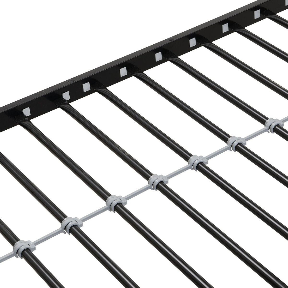 Twin Over FULL Metal Bunk Bed with Trundle 2 - Side Ladder and Full-Length Guardrail, No Box Spring Needed, Large Under Bed Storage, Easy Assemble, Black & Brown