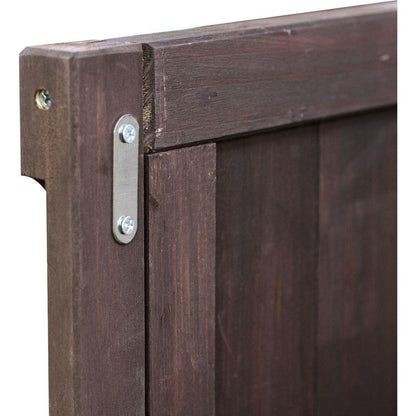 Outdoor Kitchen Island, Rolling Bar Cart & Storage Cabinet, Farmhouse Solid Wood Outdoor Grill Table with Stainless Steel Top, Spice Rack, Towel Rack for Kitchen & Barbecue, Dark Brown