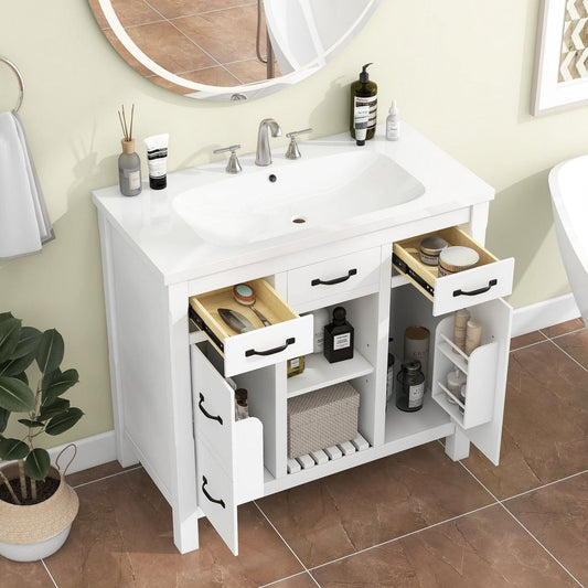 36"Bathroom Vanity with Undermount Sink,Modern Bathroom Storage Cabinet with 2 Drawers and 2 Cabinets,Solid Wood Frame Bathroom Cabinet