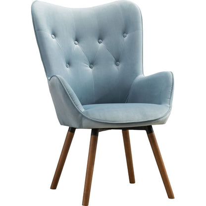 Doarnin Contemporary Silky Velvet Tufted Button Back Accent Chair, Blue