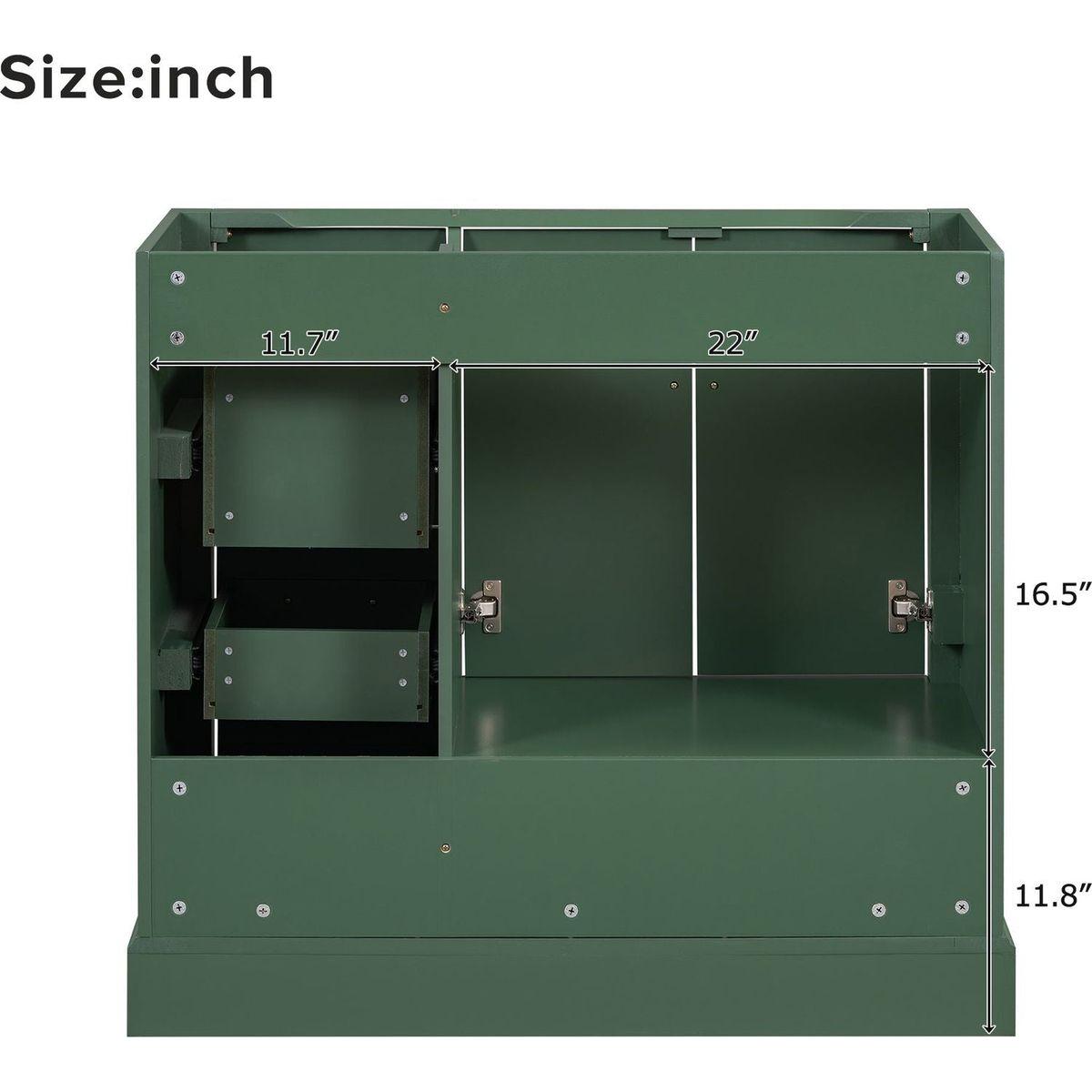 [Cabinet Only] 36" Green Traditional Bathroom Vanity(Sink not included)