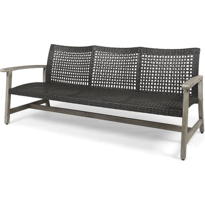 HAMPTON WOOD + WICKER 3 SEATER