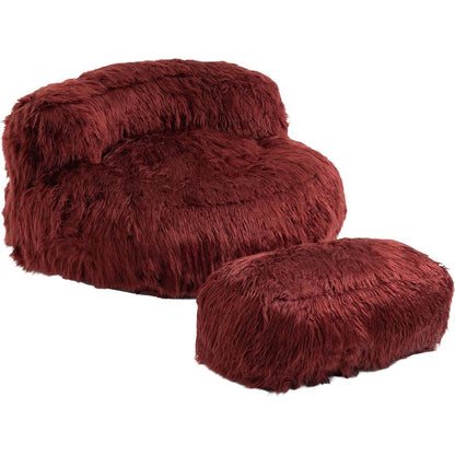 Bean Bag Chair Faux fur Lazy Sofa /Footstool Durable Comfort Lounger High Back Bean Bag Chair Couch for Adults and Kids, Indoor