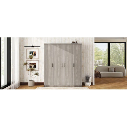 4-Door Wardrobe with 1 Drawer, Gray