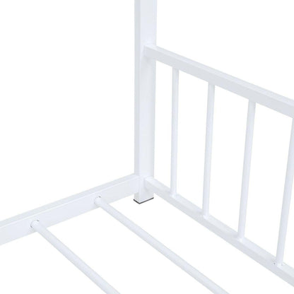 Full Size Metal House Bed, White