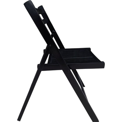 Furniture Slatted Wood Folding Special Event Chair - black, Set of 4, FOLDING CHAIR, FOLDABLE STYLE