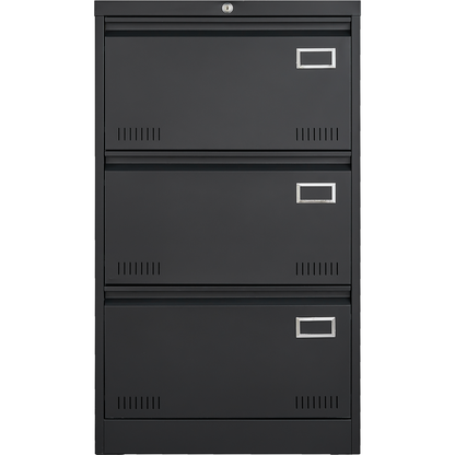 Filing Cabinet Lateral File Cabinet 3 Drawer, Blcak Locking Metal File Cabinets Three Drawer, Office Filing Cabinet with Lock Drawers for Home Office/Legal/Letter/A4/F4