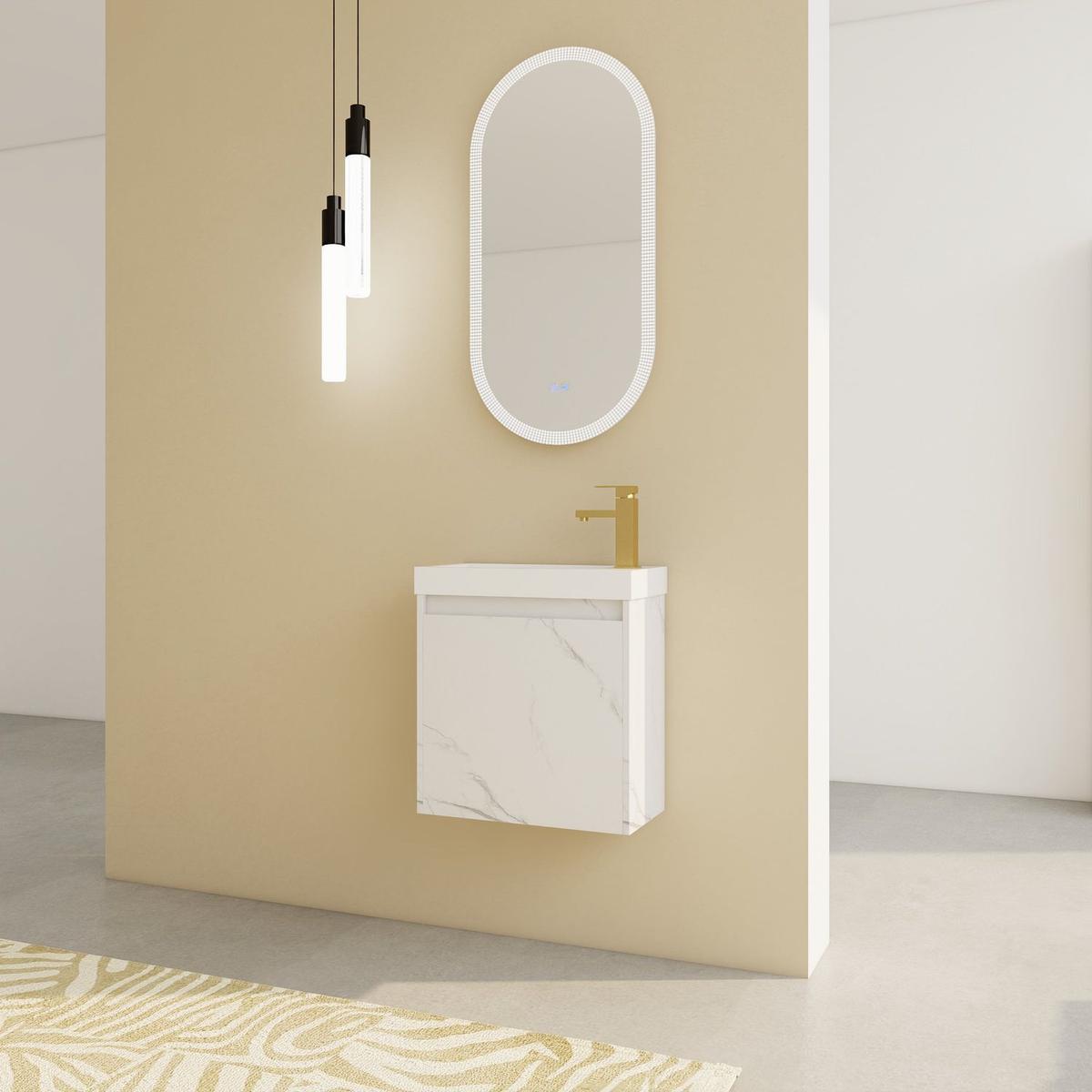 20" Floating Wall-Mounted Bathroom Vanity with Resin Sink & Soft-Close Cabinet Door