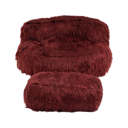 Bean Bag Chair Faux fur Lazy Sofa /Footstool Durable Comfort Lounger High Back Bean Bag Chair Couch for Adults and Kids, Indoor