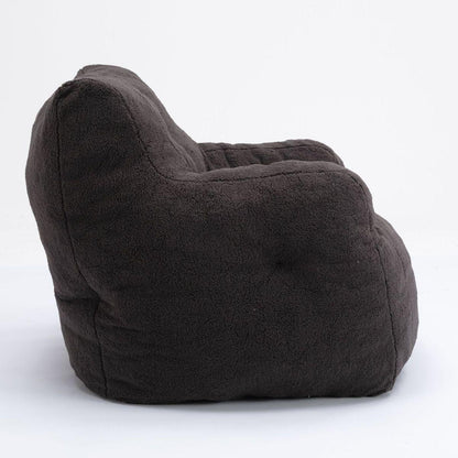Soft Teddy Fabric Tufted Foam Bean Bag Chair With Teddy Fabric Dark Gray