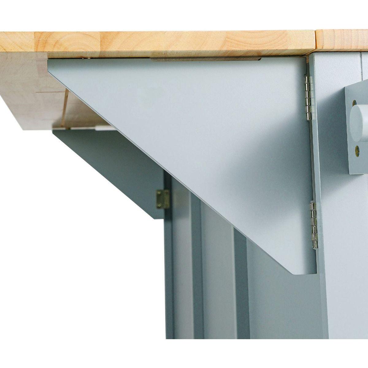 Kitchen Cart with Rubber wood Drop-Leaf Countertop, Cabinet door internal storage racks,Kitchen Island on 5 Wheels with Storage Cabinet and 3 Drawers for Dining Room, Grey Blue