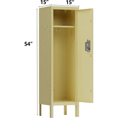 1 Door Tall Single Metal Locker-Retro Style Storage Cabinet--Industrial Furniture--For Living Room/Bedroom/Storage Room/Gym/School--Yellow