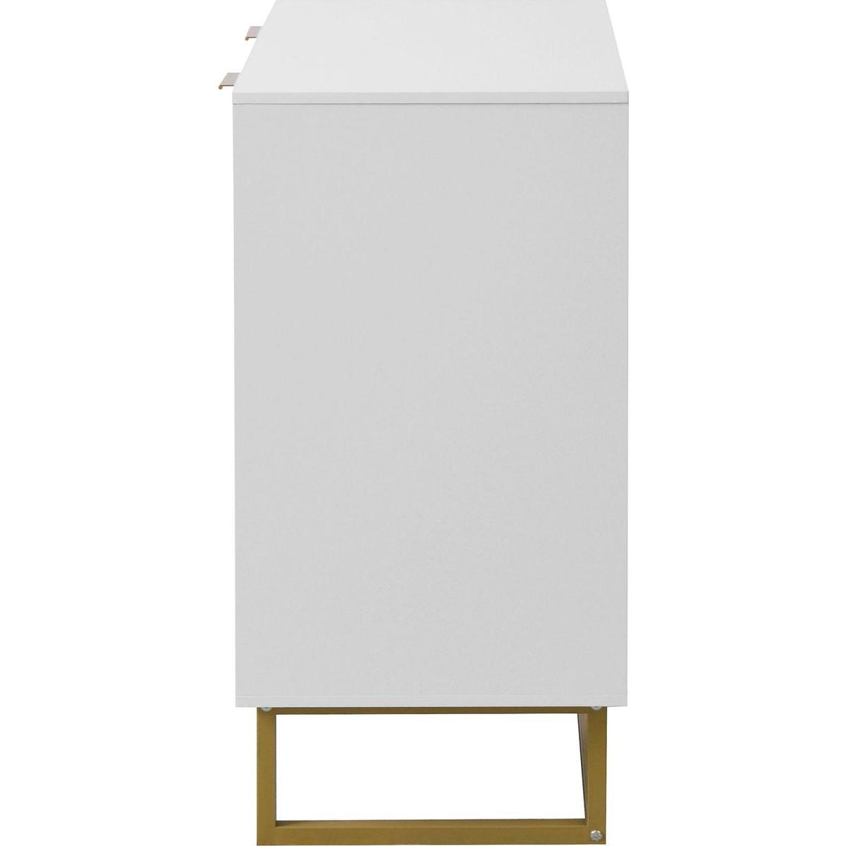 White and Gold Storage Cabinet with 2 Doors, Modern Buffet Sideboard Cabinet, Kitchen Buffet Cabinet with Storage Sideboard Buffet for Living Room