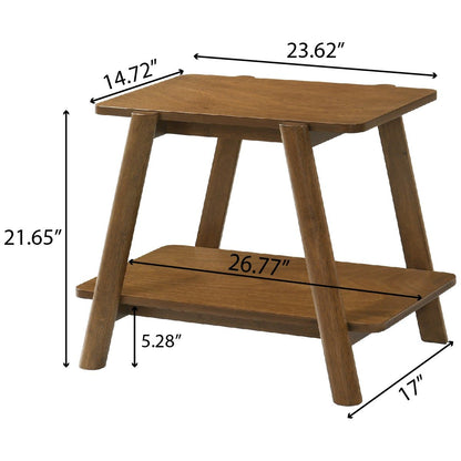 Metz Mid-Century Modern Wood Shelf 3-Piece Coffee Table Set, Walnut Finish