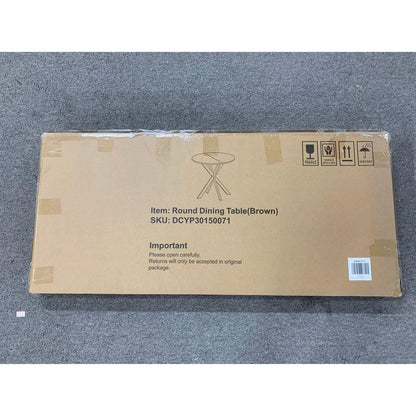 31.5 Inch Round Dining Table, Small Circle Kitchen Table with Metal Black Legs for 2-4 people,Modern Dining Room Table, Brown (only table)