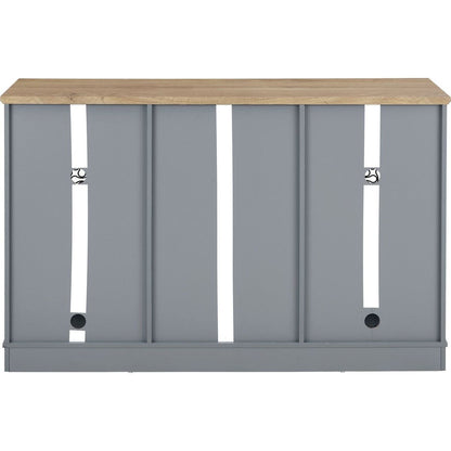 Modern Farmhouse Buffet Cabinet, Sideboard with 2 Drawers and Elegant Glass Door Cabinets, Wine and Glass Rack, Coffee Bar for Kitchen, Dining Room, Light Blue and Light Oak, 56.46"Wx15.55"Dx35.74"H