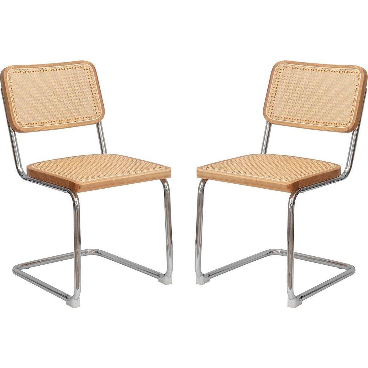 Dining Chairs Set of 2, Velvet Rattan Side Accent Chairs with Chrome Legs, Modern Mid Century Breuer Designed Chairs, Upholstered Dining Living Room Kitchen Chairs