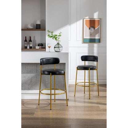 Bar Stools Industrial Pub Barstools with Back and Footrest, Modern Armless Bar Height Stool Chairs Set of 2