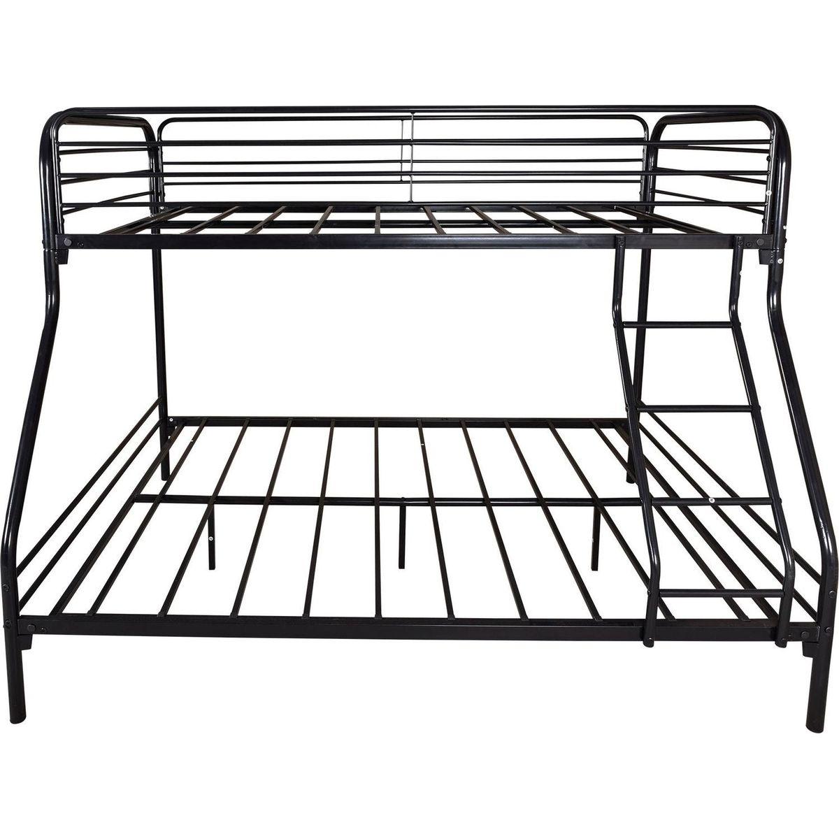 Heavy Duty Twin-Over-Full Metal Bunk Bed, Easy Assembly with Enhanced Upper-Level Guardrail, Black