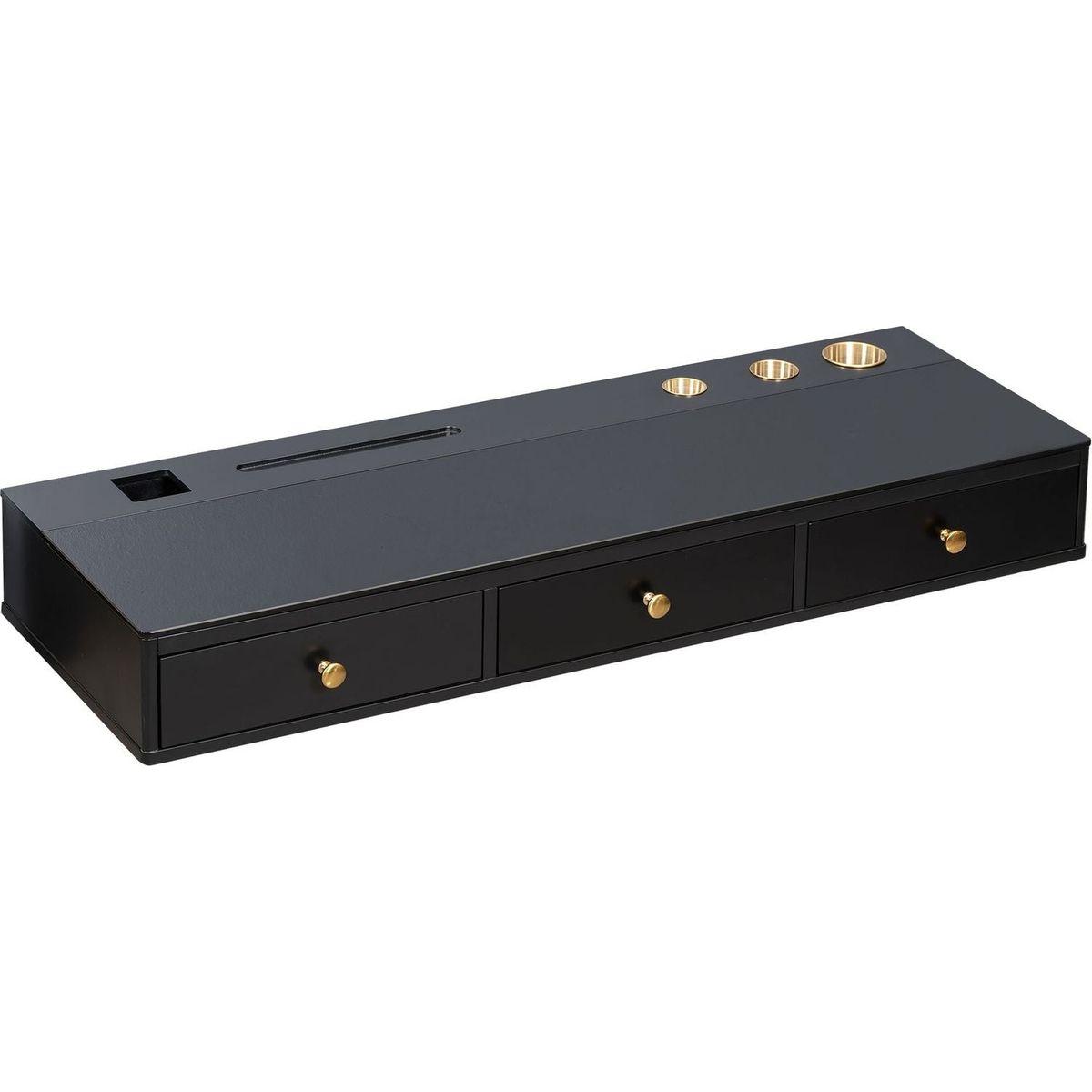 47" Floating Shelf with Drawer, Multi-Purpose Wall-Mounted Vanity Table, Mounted Desk, Floating Table for Bedroom, Bathroom, Hairdressers, Black and Golden