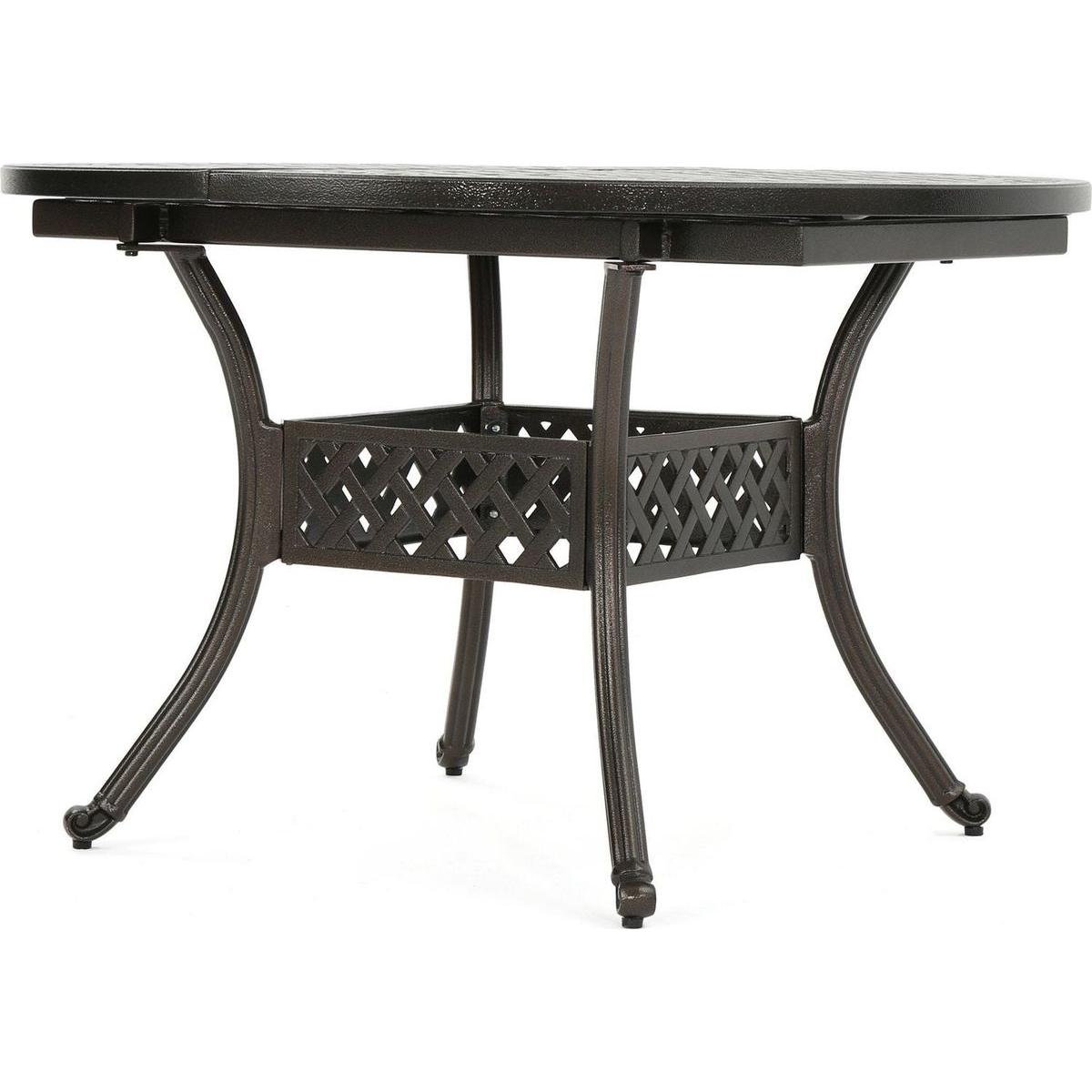 Outdoor Expandable Aluminum Dining Table, Hammered Bronze Finish