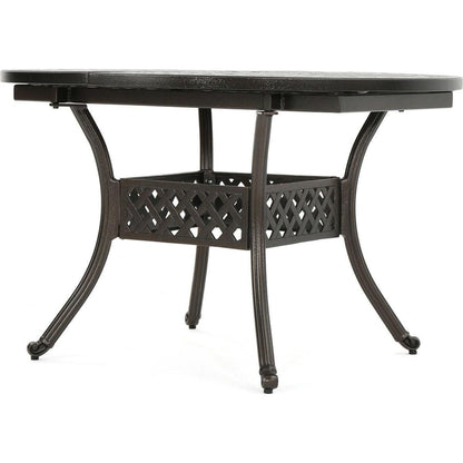 Outdoor Expandable Aluminum Dining Table, Hammered Bronze Finish