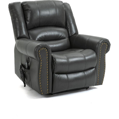 Power Lift Recliner Chair Heat Massage Dual Motor Infinite Position Up to 350 LBS, Faux Leather, Heavy Duty Motion Mechanism with USB Ports, Grey