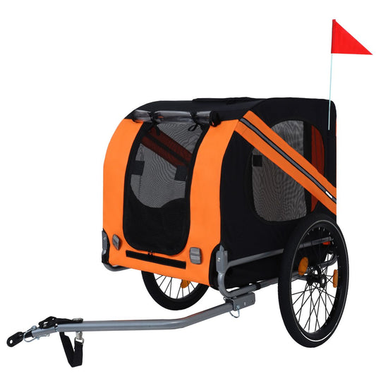 Large Folding Bike Trailer for Dogs – 120LB Capacity All-Terrain Pet Carrier, Durable Steel Frame for Cycling, Jogging, Camping & Outdoor Adventures, Black-Orange