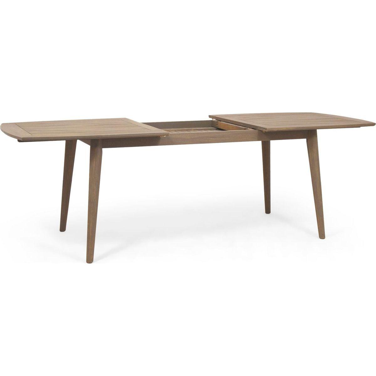 Outdoor Acacia Wood Expandable Dining Table, Gray