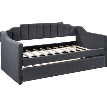 Upholstered Twin Daybed with Trundle,Black