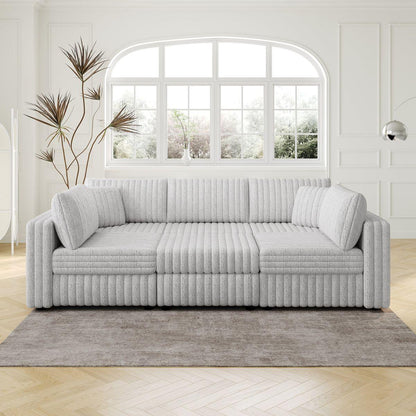 106.3' Soft  U-shaped 6-Person Sofa. Matches 30.7' Ottoman with Hydraulic Lift. Comfortable & Stylish. For Bedroom & Living Room. Light Gray. Modern Furniture. Modular Design.