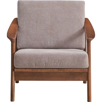 Lide Accent Chair, Light Brown Fabric & Brown Finish