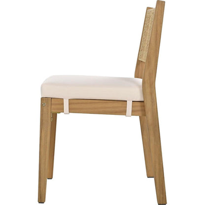 Multi-person Outdoor Acacia Wood Dining Table and Chair Set, Thick Cushions, Suitable for Balcony, Vourtyard, and Garden.