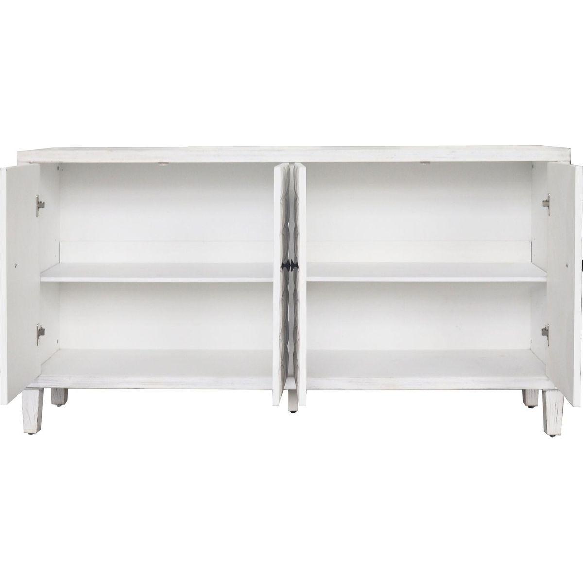 Accent Cabinet 4 Door Wooden Cabinet Sideboard Buffet Server Cabinet Storage Cabinet, for Living Room, Entryway, Hallway, Office, Kitchen and Dining Room, White Wash