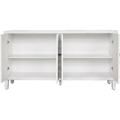 Accent Cabinet 4 Door Wooden Cabinet Sideboard Buffet Server Cabinet Storage Cabinet, for Living Room, Entryway, Hallway, Office, Kitchen and Dining Room, White Wash