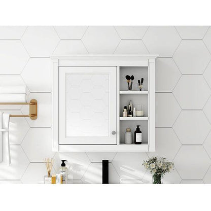 30" x 28" Medicine Cabinet, Wall Mounted Bathroom Storage Cabinet, Modern Bathroom Wall Cabinet with Mirror,Medicine Cabinet, Mirror Cabinet with 3 Open Shelves (Not Include Bathroom Vanity)