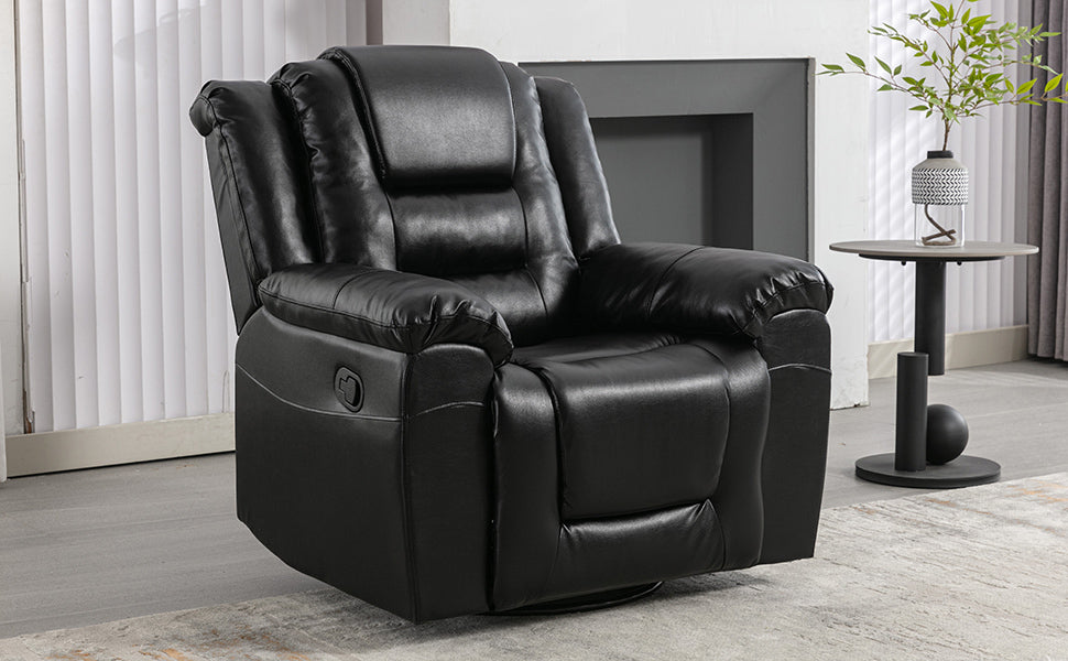 360Swivel and Rocking Home Theater Recliner Manual Recliner Chair with Wide Armrest for Living Room,Bedroom, Black