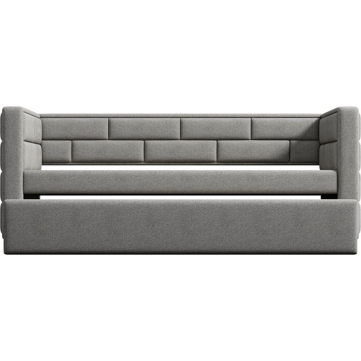 Twin Size Daybed with Trundle, Upholstered Daybed with Padded Back, Gray