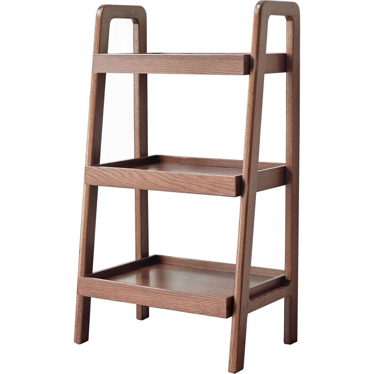 Walnut Color Oak Storage Bench, 3-Tier Beech Wood Shoe Rack for Entryway, Premium Storage Organizer for Bathroom, Living Room, Bedroom, Hallway, Patio, Kitchen