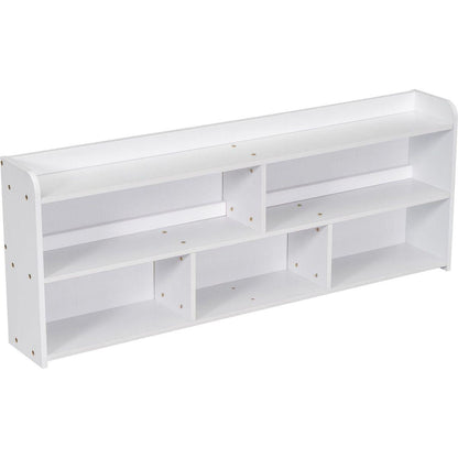 Full Bed with Bookcase Headboard, Under bed Storage Drawers and Bed End Storage Case,White