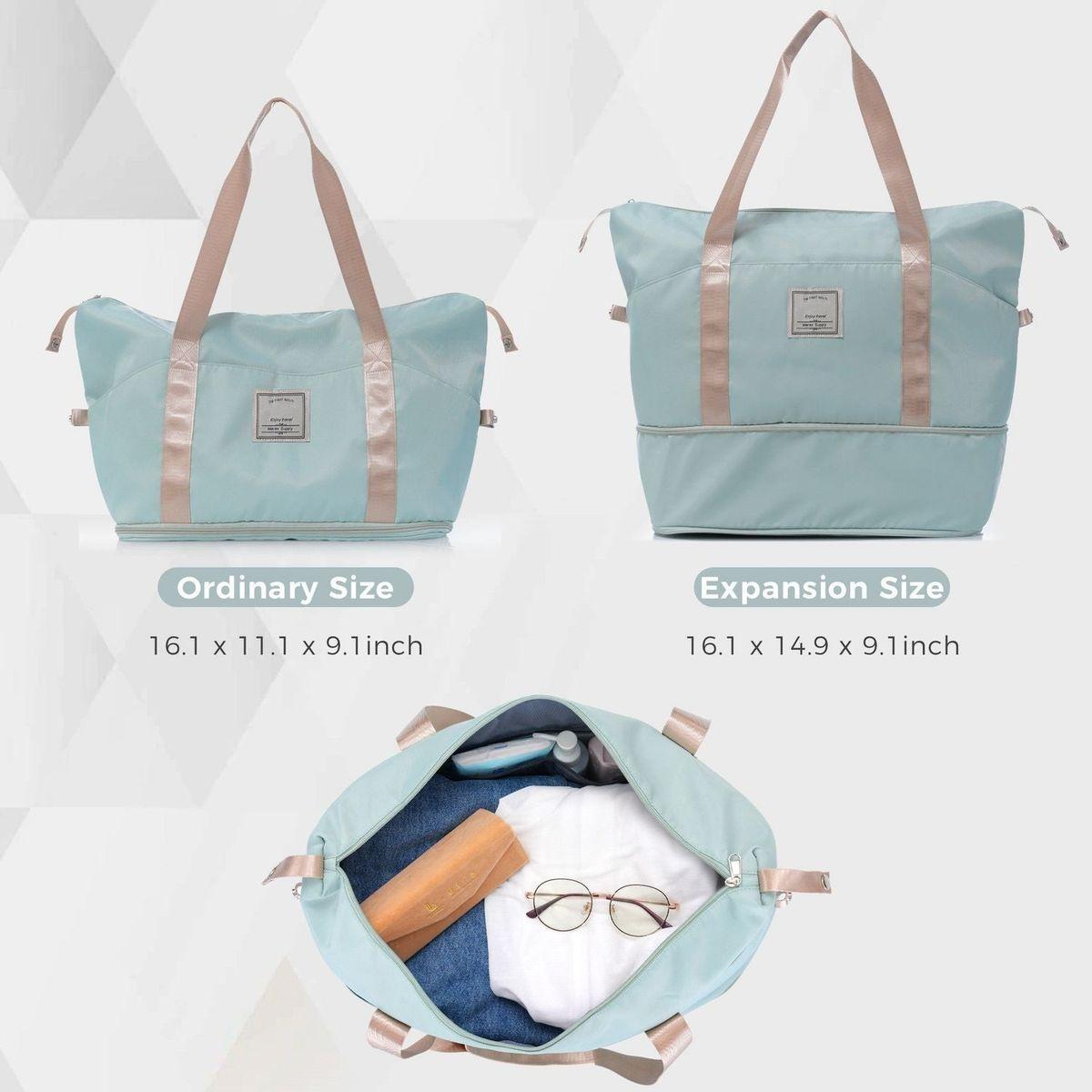 Luggage Sets 4 Piece, Expandable ABS Durable Suitcase with Travel Bag, Carry On Luggage Suitcase Set with 360 Spinner Wheels, Grey Green