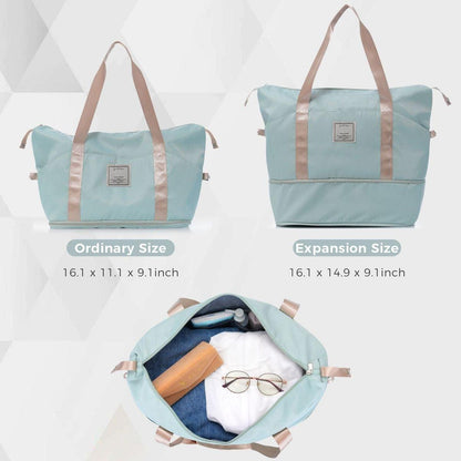 Luggage Sets 4 Piece, Expandable ABS Durable Suitcase with Travel Bag, Carry On Luggage Suitcase Set with 360 Spinner Wheels, Grey Green