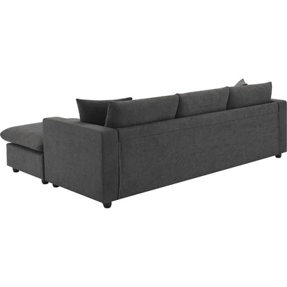 100.4x64.6" Modern Sectional Sofa,L-shaped Couch Set with 2 Free pillows,4-seat Polyester Fabric Couch Set with Convertible Ottoman for Living Room, Apartment, Office,4 Colors