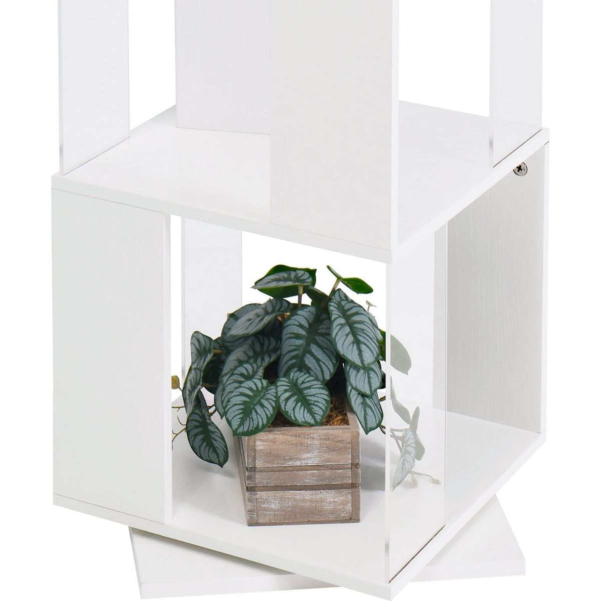 6 tier Rotating Bookshelf, Floor Rack Simple Bookcase with Acrylic plate Student Multi-Function Creative Bookshelf for Living Room