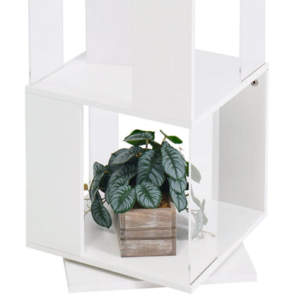 6 tier Rotating Bookshelf, Floor Rack Simple Bookcase with Acrylic plate Student Multi-Function Creative Bookshelf for Living Room